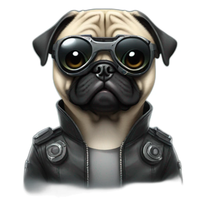 pug with black sunglasses and wearing a cyberpunk suit sticker