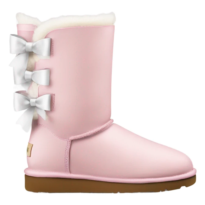 light pink bailey bow uggs from the side with white bows sticker