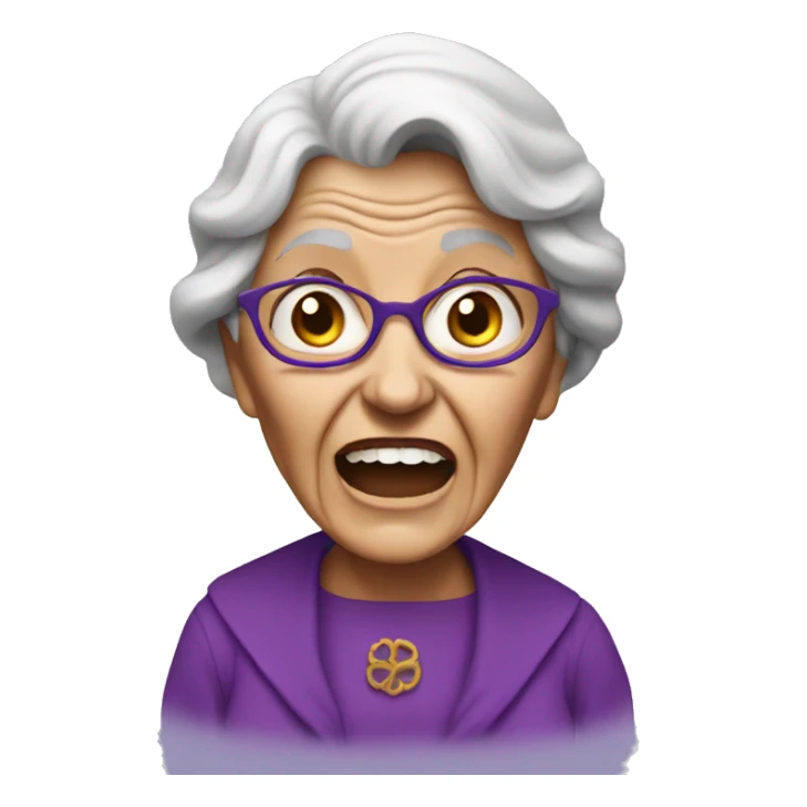 An old woman dressed entirely in purple screams  sticker