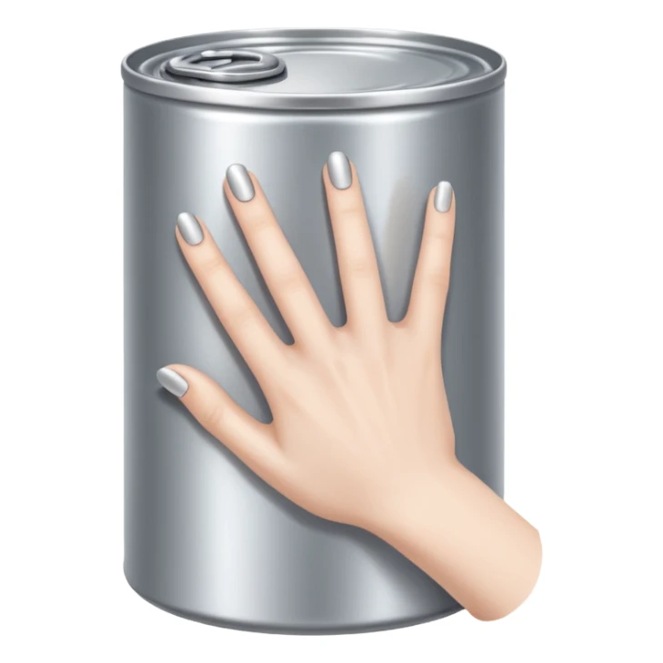 Two fingers inside of a can sticker