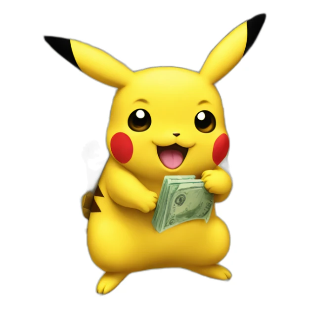 pikachu full of money sticker