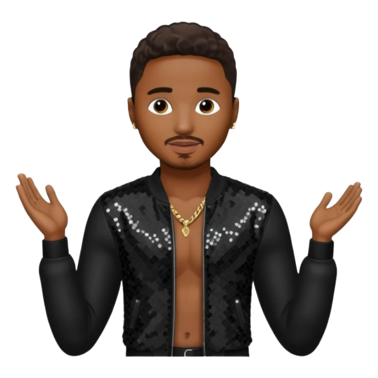 Trey Songz with dark brown hair, black sequin outfit sticker