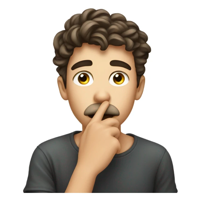 a young man of European appearance covers his mouth with his hand sticker