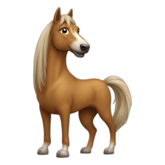 Un chevale melanger à un chien sticker