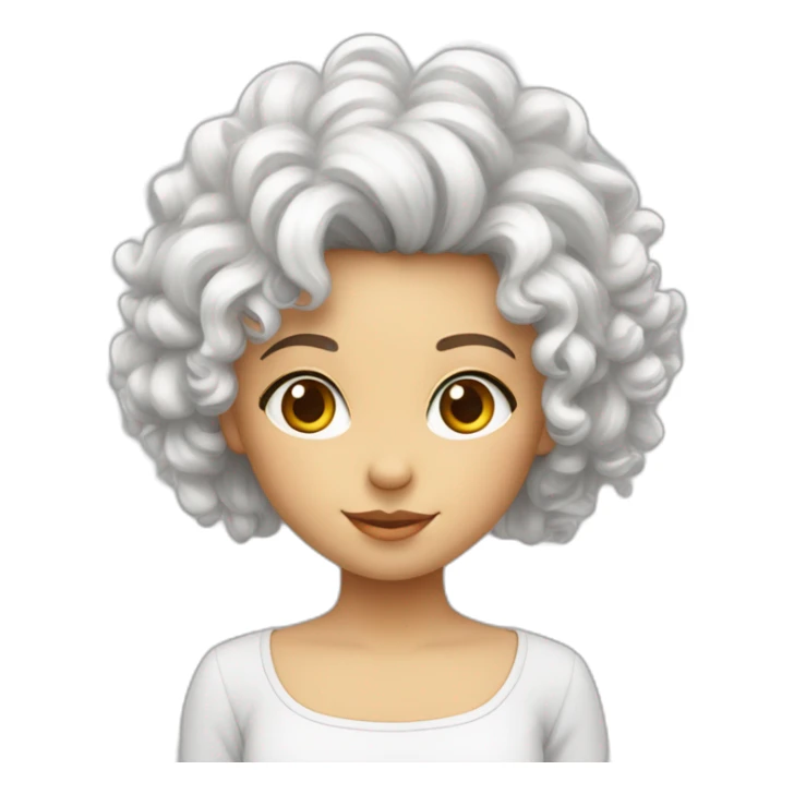 Fille au cheveux bouclés avec un top blanc sticker