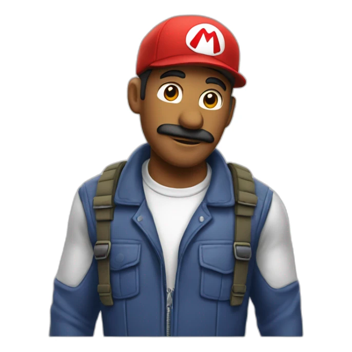 Homme habillé avec la casquette de  Mario sticker