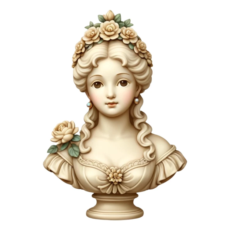 vintage rococo beige dainty floral statue sticker