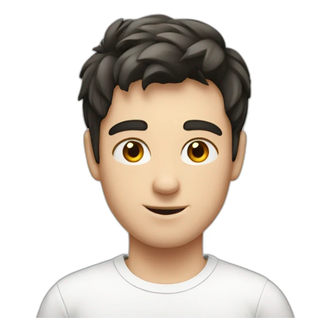 young white European guy with a white shirt and black short hairs sticker