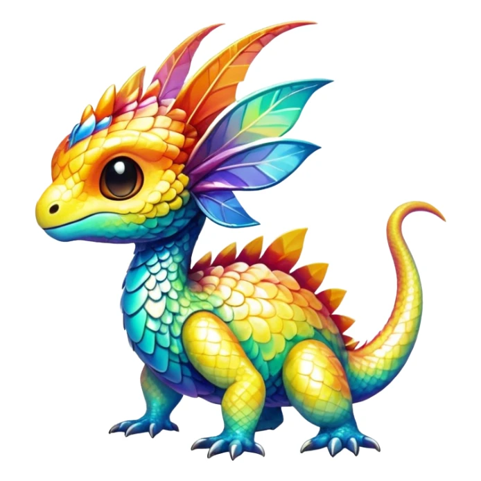 Exotic tropical shiny rare multi-colored epic cute Fakémon-creature, full body, with random markings sticker