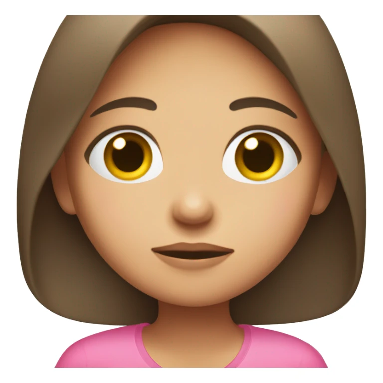 Long Brunette girl with her Hands covering her mouth with pink shirt sticker