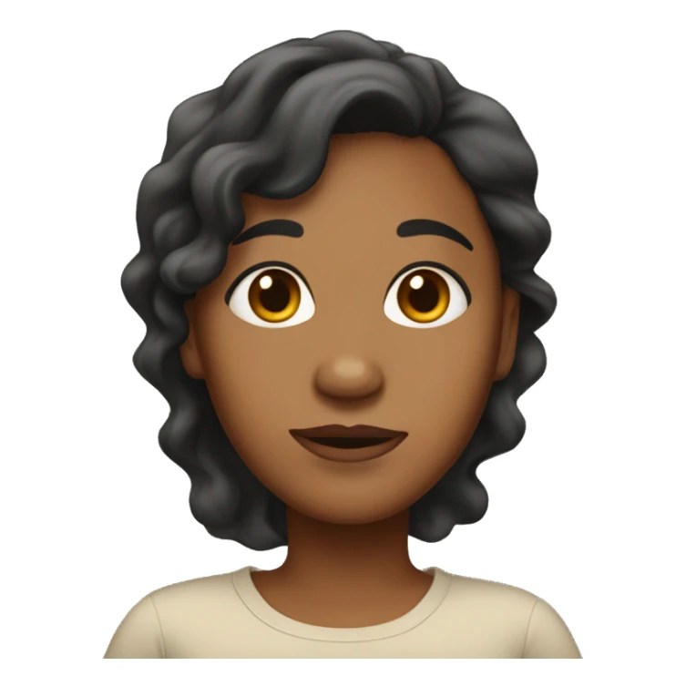 Brown-skinned, female, overweight, with wrinkles, and black wavy hair. sticker