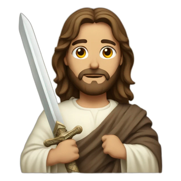jesus and sword sticker