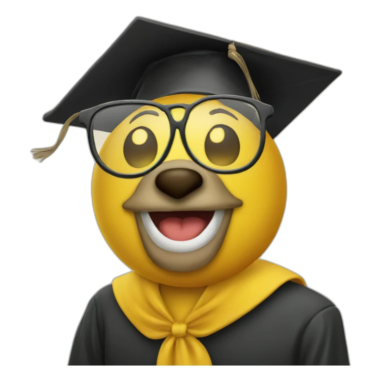 yellow emoji head with glasses and with mortarboard on its head sticker