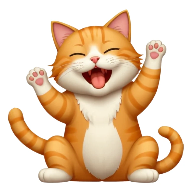 yawning cat stretching, good morning emoji sticker