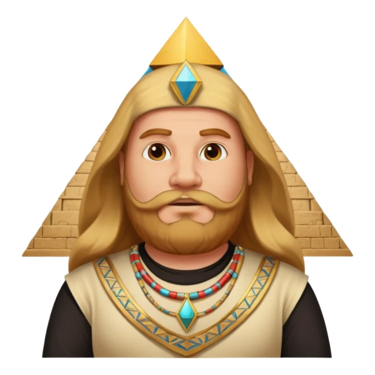fat male blond reddish long hair agent with three-day-beard in egypt with pyramid. sticker