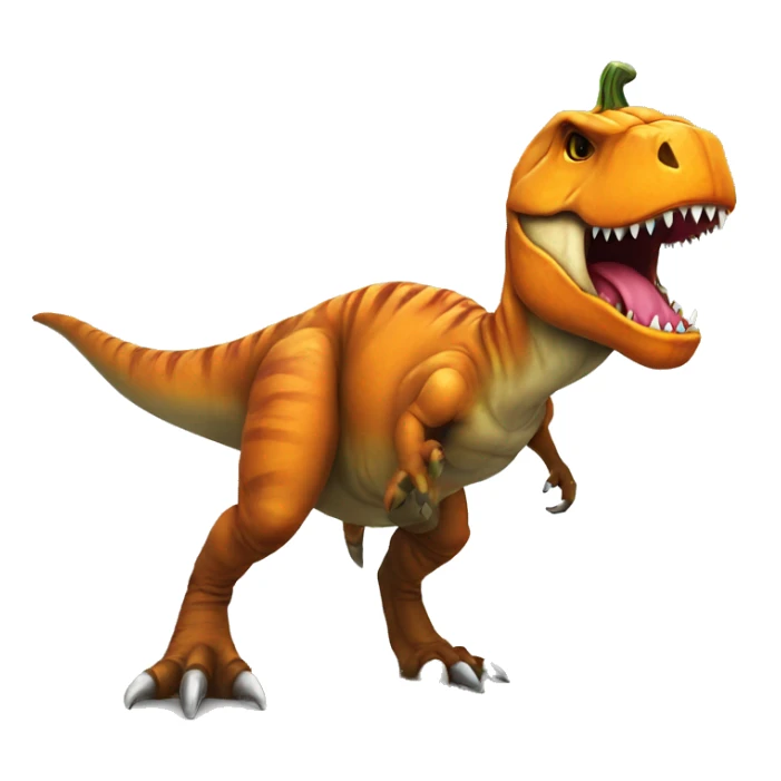 T-rex with pumpkin halloween costume sticker
