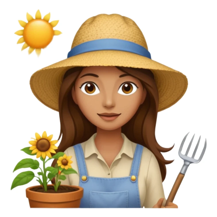 long brown hair woman Gardening sticker