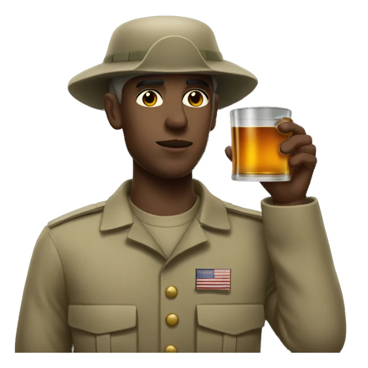 White American soldier drinking whiskey sticker