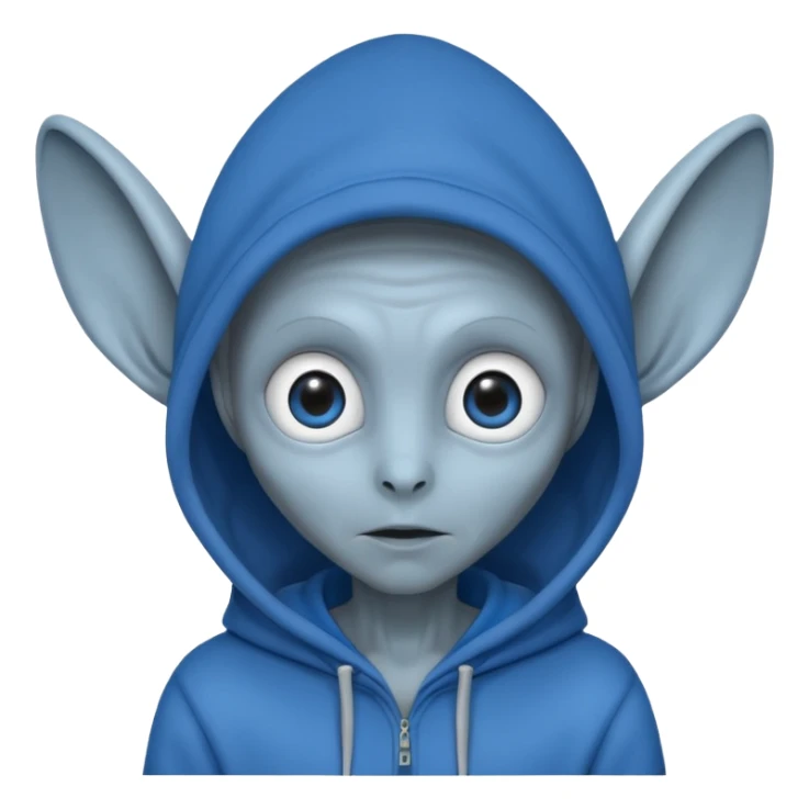 Aliens gray skin, blue hoodie, long big ears sticker