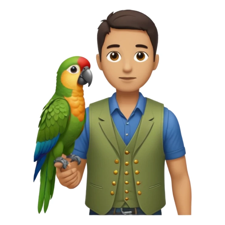 Walker + parrot on shoulder, Pet Walkers, Full body. sticker
