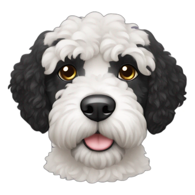 black face Portuguese water dog with white chin and chest sticker
