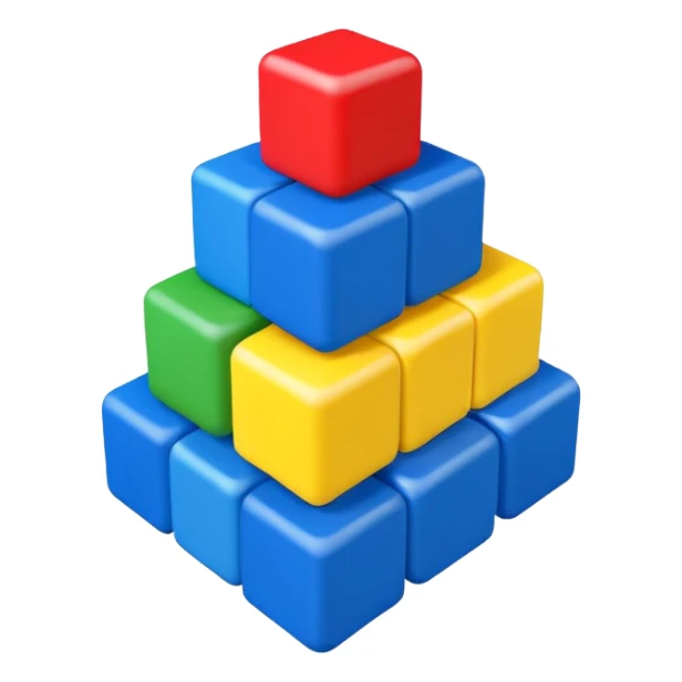 a stack of colorful cubes simple emoji style sticker