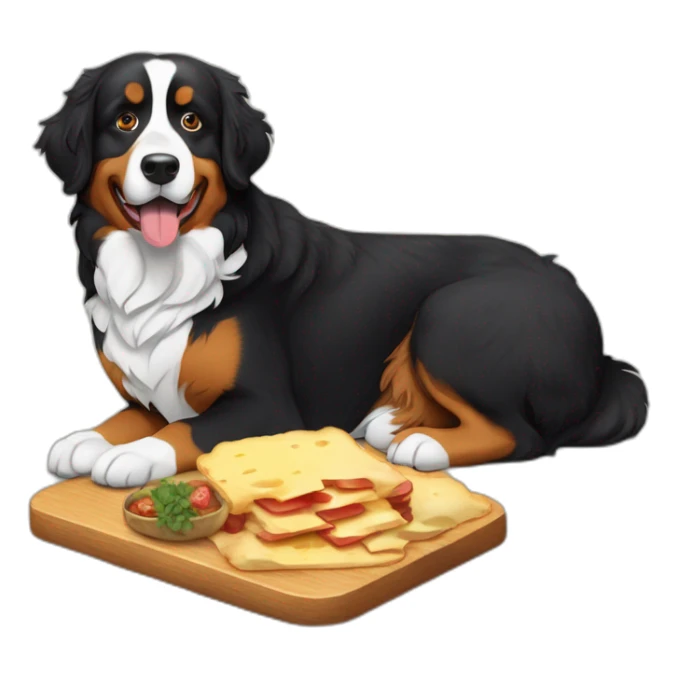 bernese mountain dog eating swiss raclette sticker