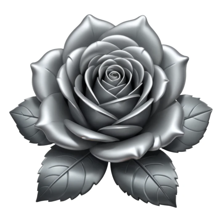metallic gray chrome rose sticker