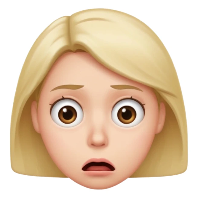 annoyed face with rolling eyes and a shocked mouth, with a slight blush sticker