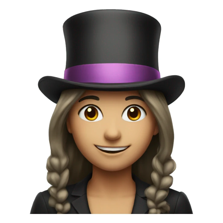 smiling girl in top hat sticker