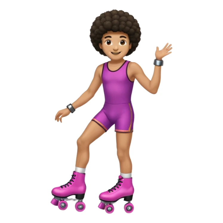 man afro hair disco dress and roller skate sticker