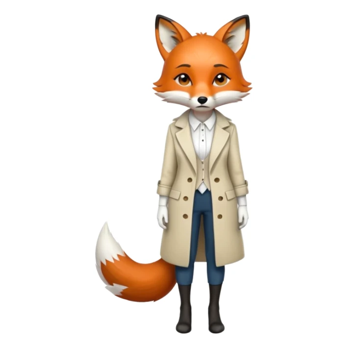 sad anthropomorphised female fox in stylish outfit, no sunglasses, very sad and crying, looking to the left, full-body view sticker