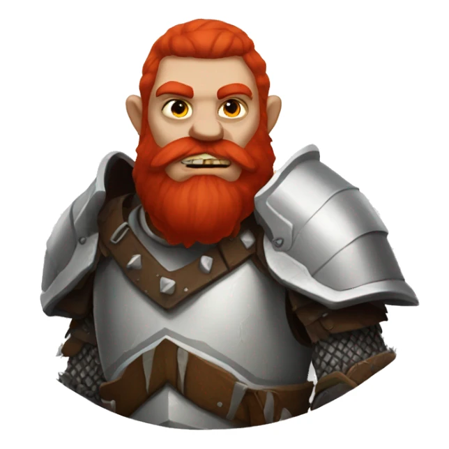 orc red beard with heavy white armor fantasy sticker