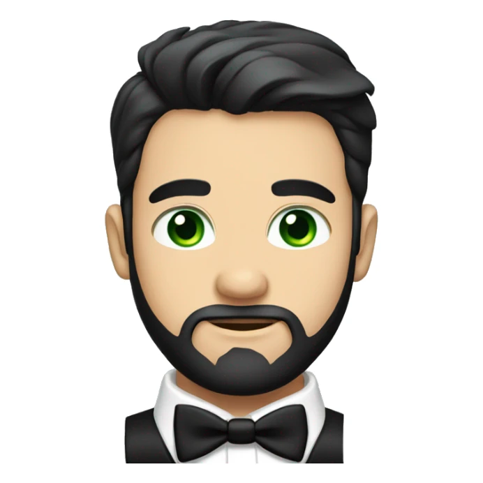 Young handsome man with bow tie and green eyes and full beard, black hair  sticker
