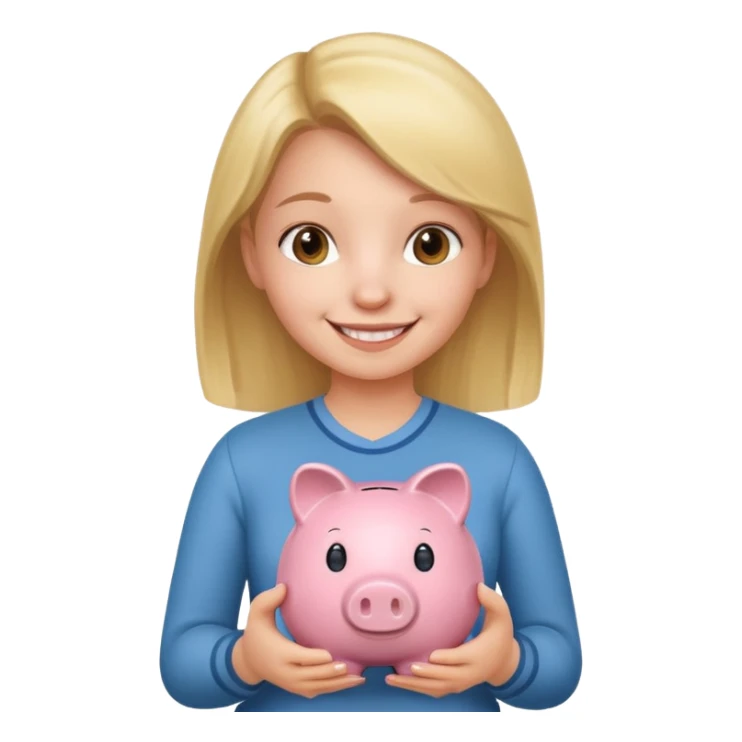 girl holding piggy sticker