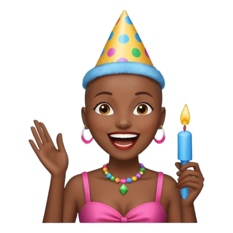 Classic mustang dark women with shaved head sing happy birthday sticker