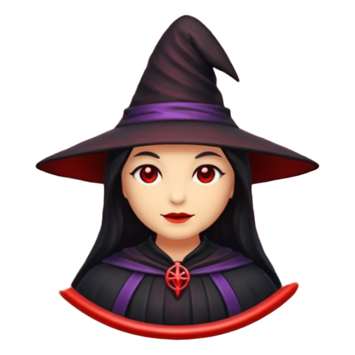 iOS emoji, dark fantasy magic seal, witch symbol, web pattern, red glow, minimal clean style sticker