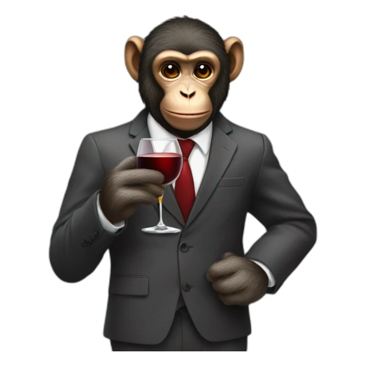 Monkey in a suit with a glass of wine sticker