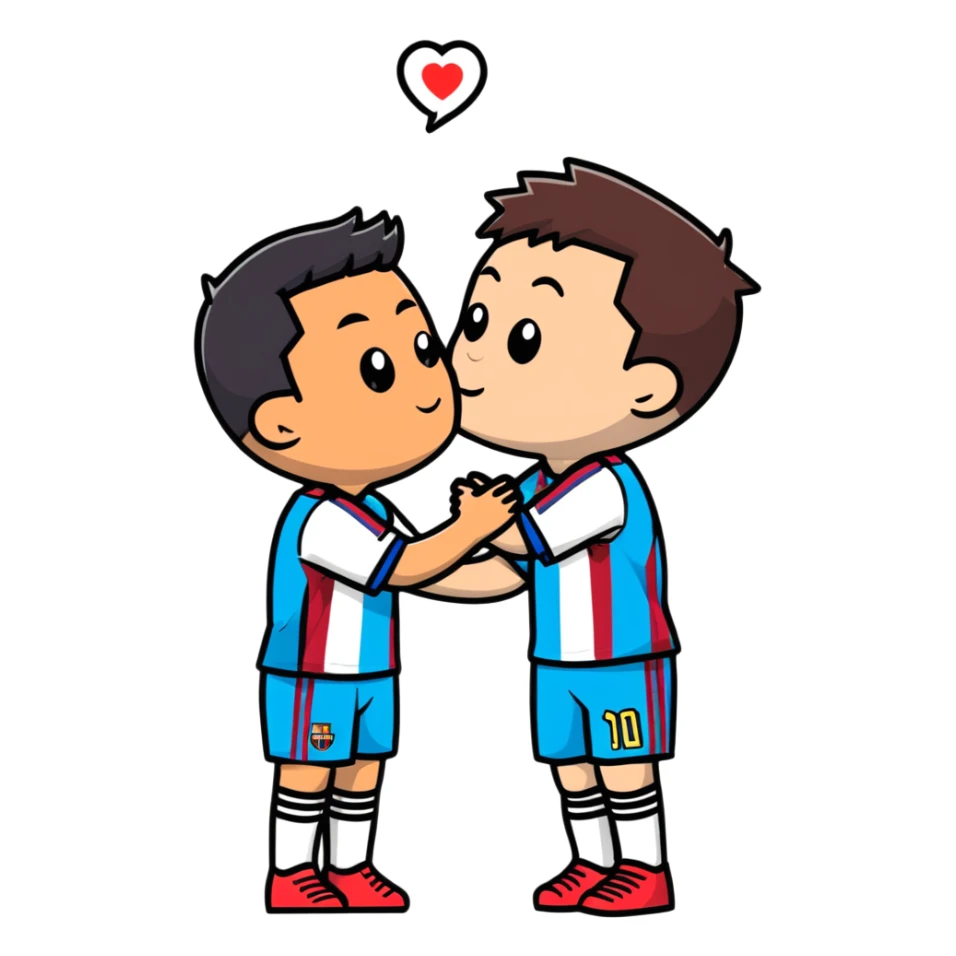 Ronaldo and Messi kissing sticker