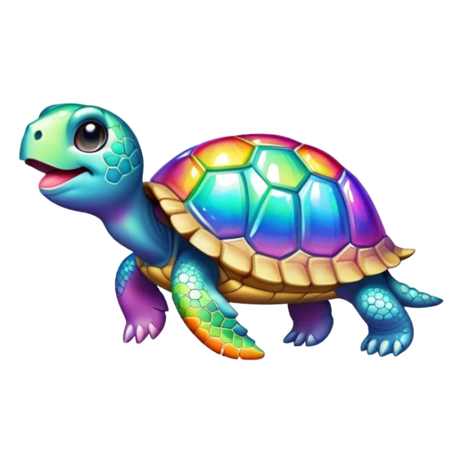 Rhinestone Turtle sticking its tongue out in a rainbow  sticker