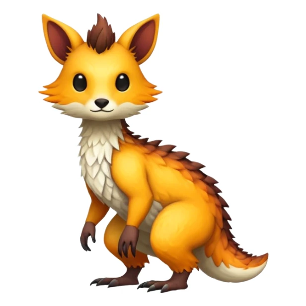 warm-colored Vernid-Trico-Fionbri-creature (full body) sticker