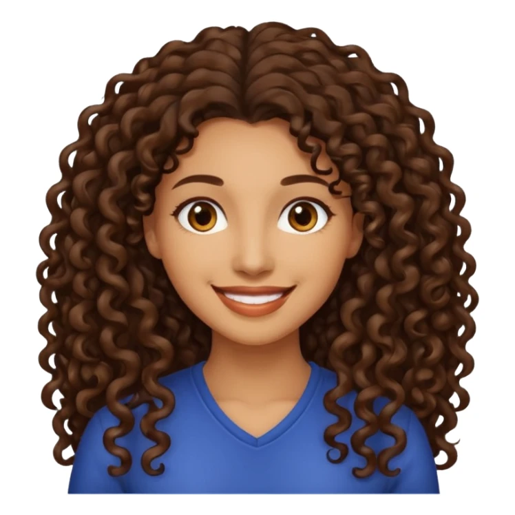 Woman light brown skin long dark curly hair sticker