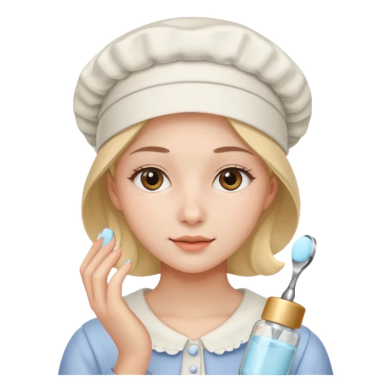 19 year old woman with a bonnet doing her skincare  sticker