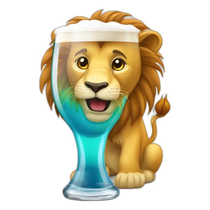 Un lion qui boit un verre de bière sticker