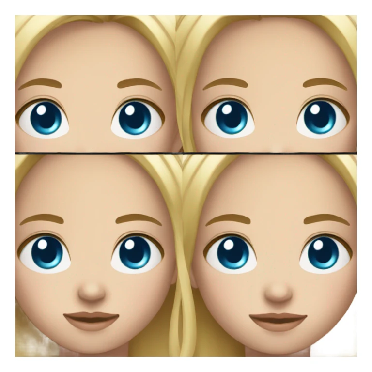 girl blond straight short hair blue eyes  sticker