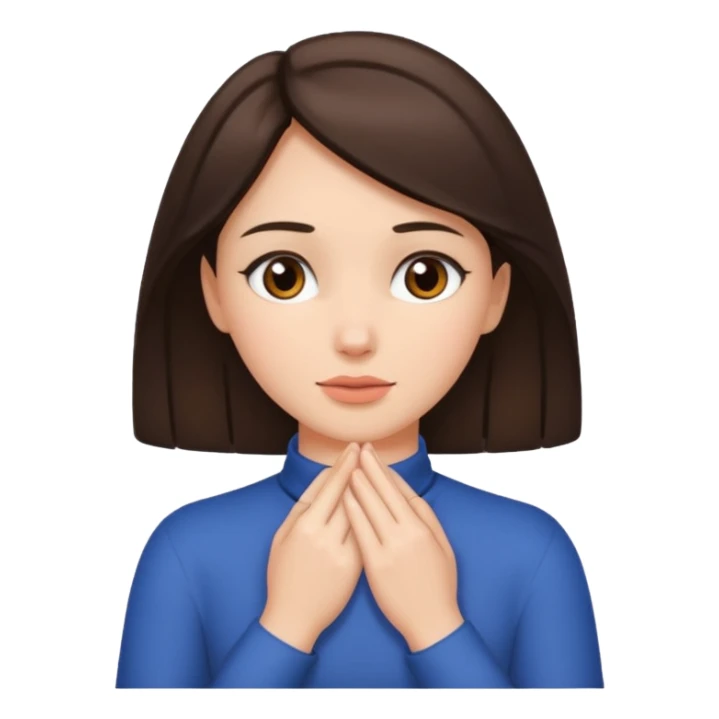 a brunette woman with two hands on her neck sticker