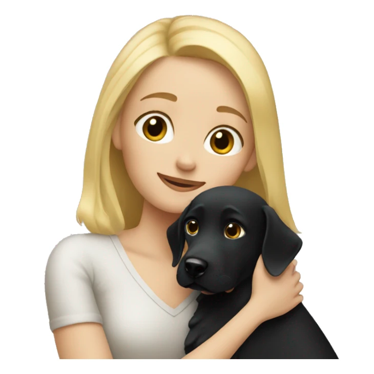 Blonde Girl hugs black dog sticker