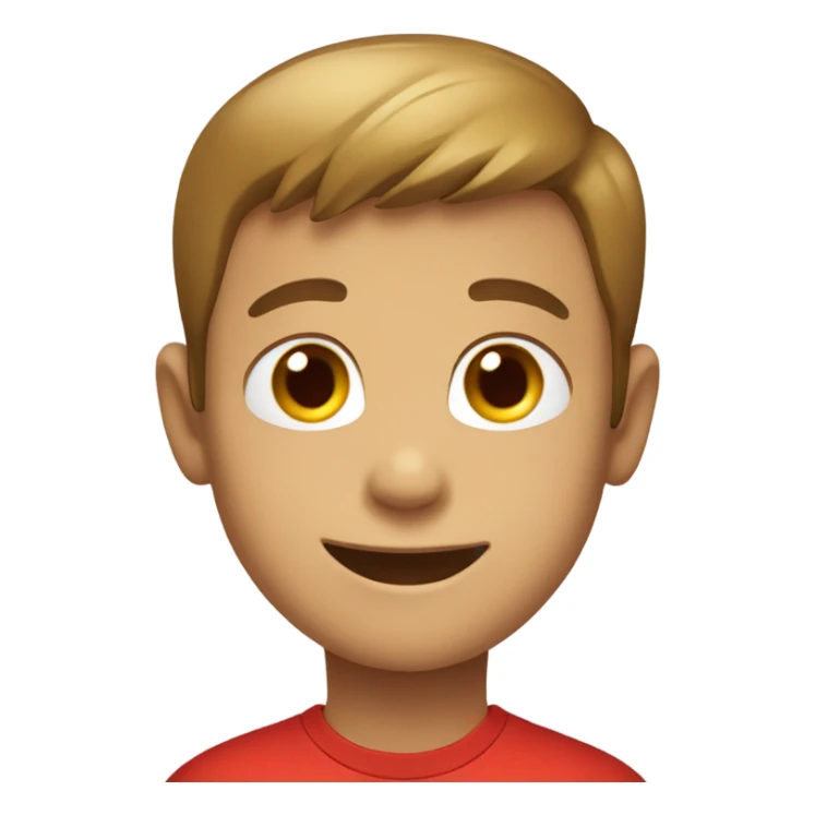 smiling boy in red shirt sticker