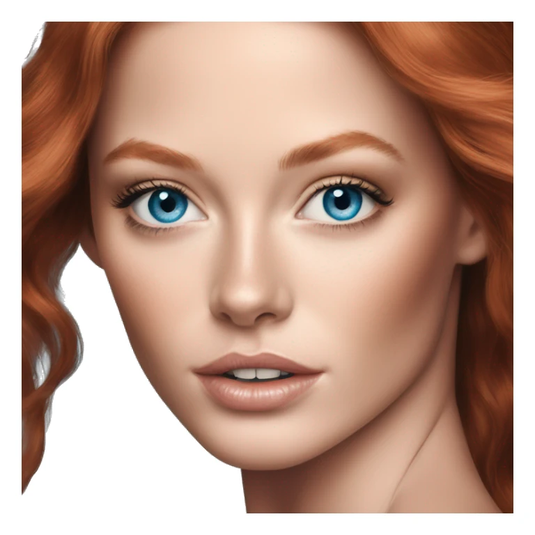 Beautiful redhead victoria’s secret model with makeup and ocean blue eyes sticker