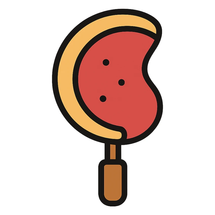 color outline icon of picanha steak on a stick sticker